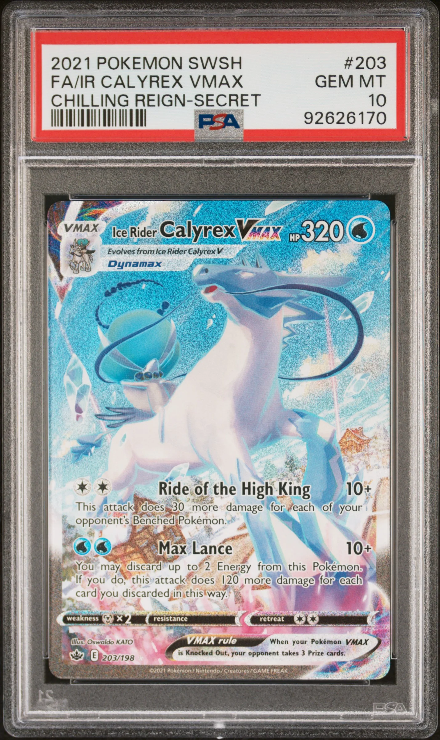 PSA 10 - Chilling Reign - Calyrex Vmax #203