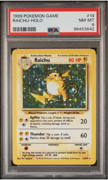PSA 8 - Base Set - Raichu Holo #14
