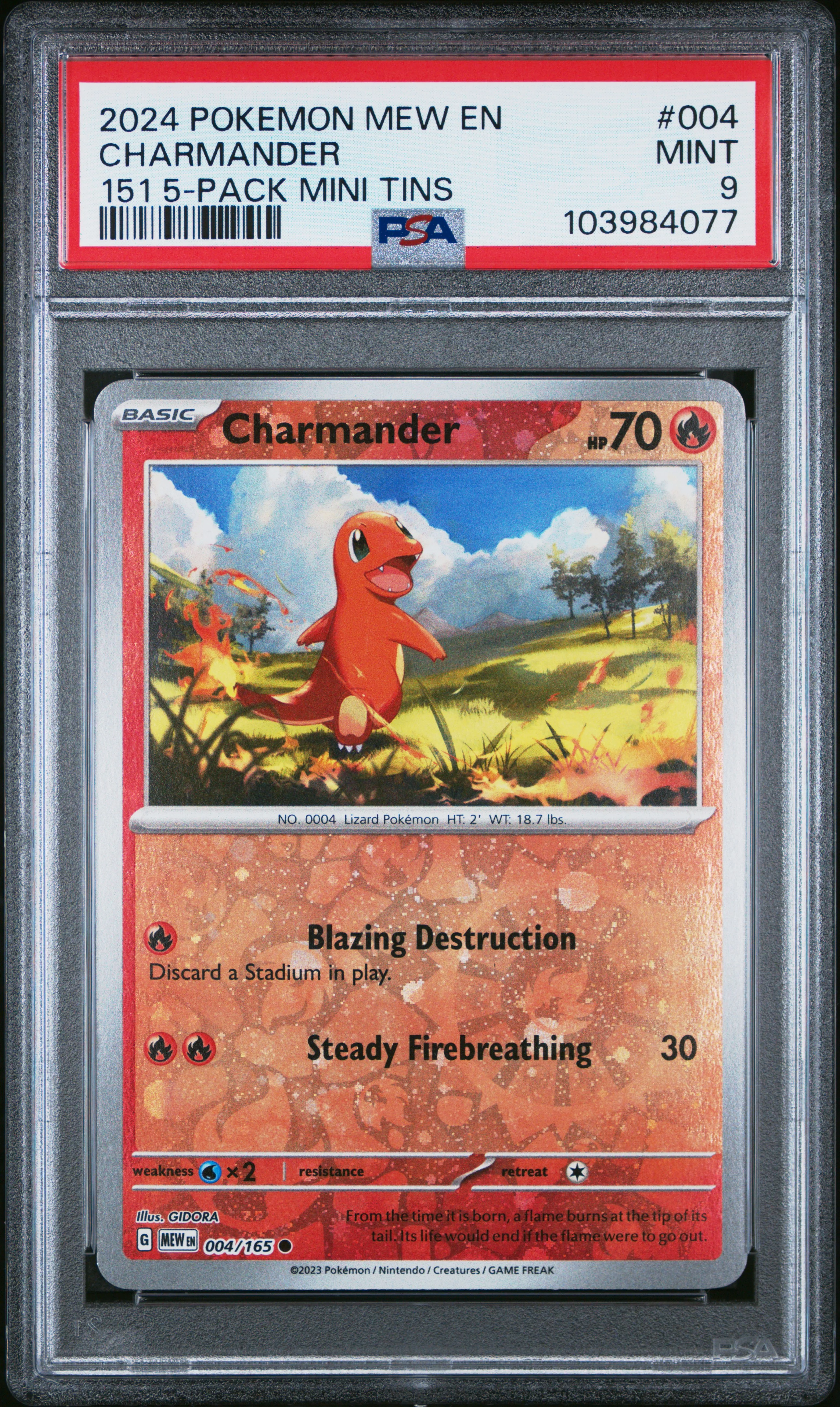 PSA 9 - Pokemon 151 - Charmander Mini Tin #004